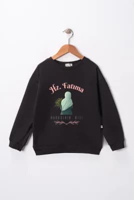 Kız Çocuk "Hz Fatıma"  Baskılı Pamuklu Sweat