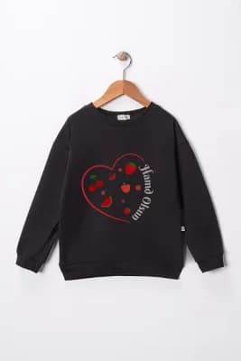 Kız Çocuk "Hamd Olsun"  Baskılı Pamuklu Sweat