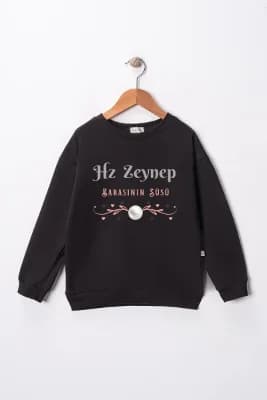 Kız Çocuk "Hz Zeynep"  Baskılı Pamuklu Sweat