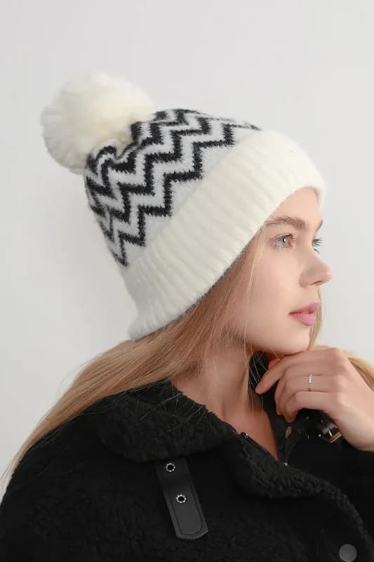 Zigzag Desenli Kadın Bere RKŞ-19 Bej