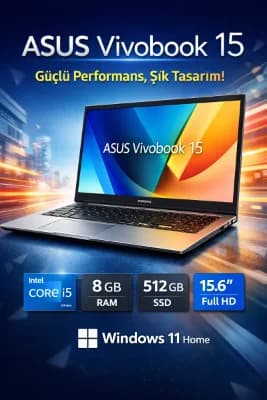 ASUS VIVOBOOK 15 X1504VA-BQ4126W CORE 5 120U 8GB 512GB SSD 15.6  Win 11 Home Dizüstü Bilgisayar