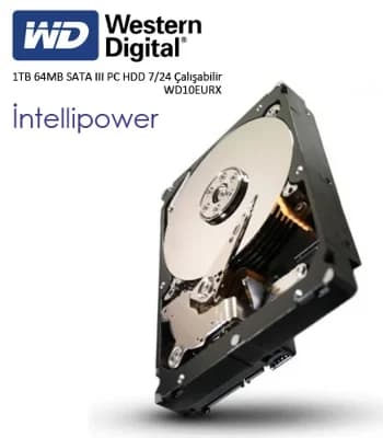 WD 3.5 AV - GP 1TB 7200 RPM 64MB SATA3 Güvenlik HDD WD10EURX (7/24 Çalışma)