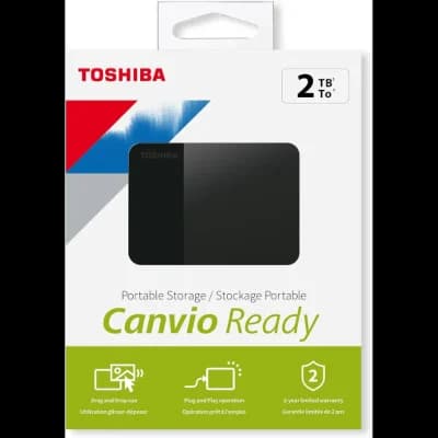 TOSHIBA HDTP320EK3AA, Canvio Ready, 2TB, 2.5" USB 3.0, Taşınabilir, Harici HDD, (Black)