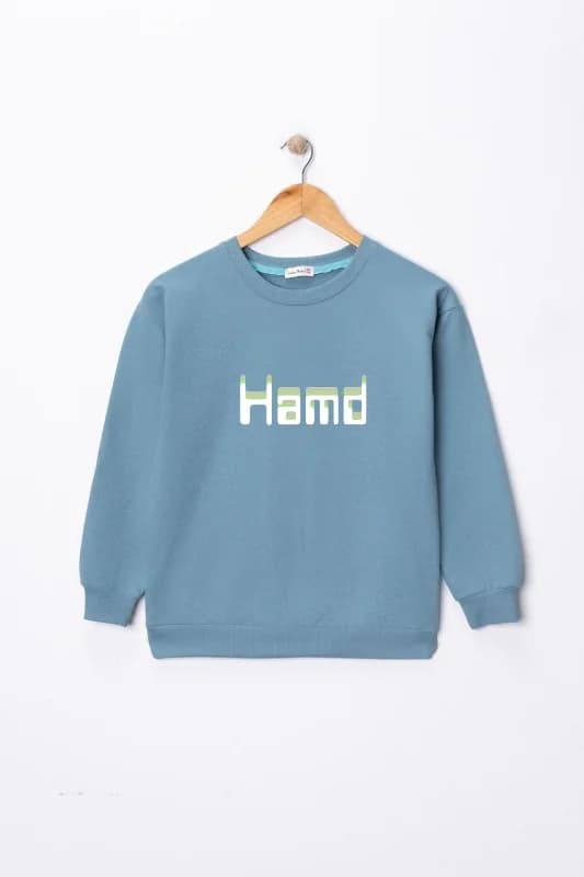 Erkek Çocuk "Hamd" Baskılı Pamuklu Sweat