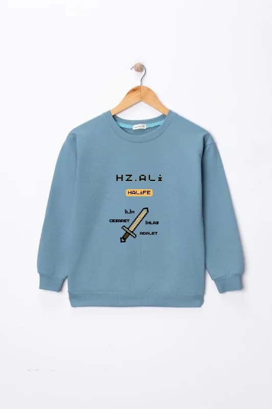 Erkek Çocuk "Hz Ali" Baskılı Pamuklu Sweat