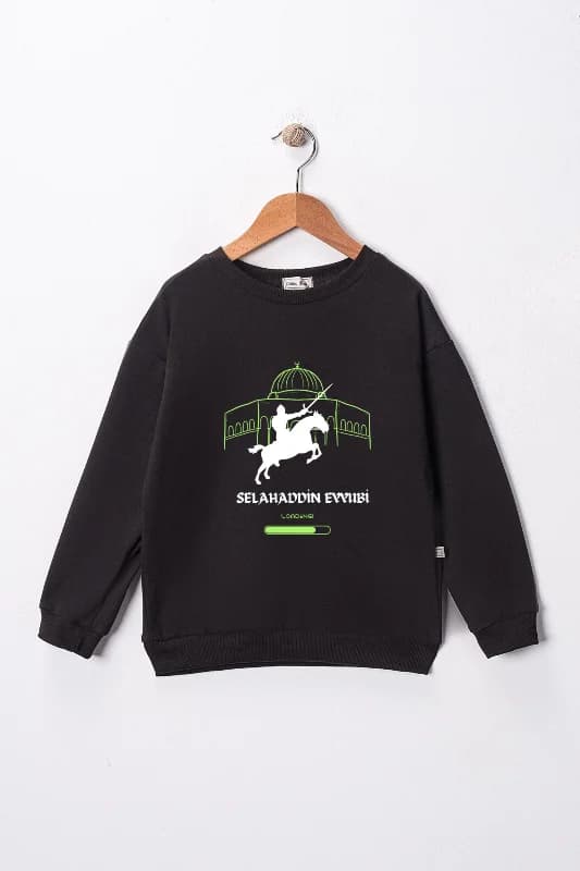 Erkek Çocuk "Selahaddin Eyyubi" Baskılı Pamuklu Sweat