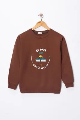 Erkek Çocuk "Hz Ömer" Baskılı Pamuklu Sweat