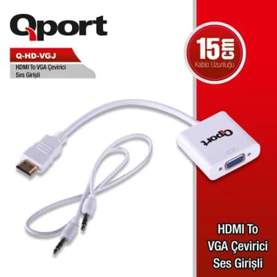 QPORT Q-HD-VGJ  HDMI TO VGA CEVIRICI+ SES JACK