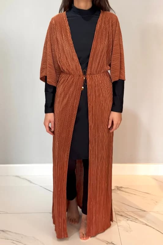 Piliseli Kimono Pareo Kaftan Bağlanabilir RPK004 Bej