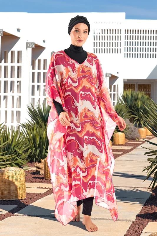 UV Korumalı Mayo Üzerine Tek Pareo Kimono 1708 Bej