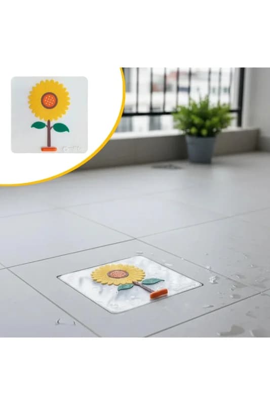Ayçiçeği Tasarımlı Gider Koku Önleyici – Silikon Lavabo Gider Matı
