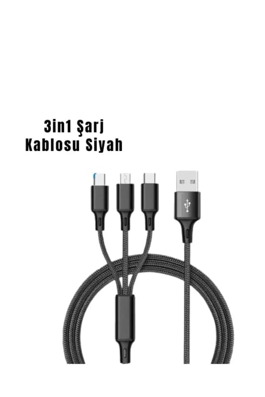 3’ü 1 Arada Hızlı Şarj Kablosu