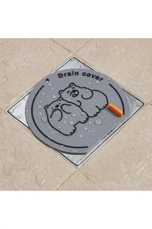 Ayıcık Desenli Gider Koku Önleyici Silikon Mat – Böcek ve Kötü Koku Engelleyici Lavabo Gider Kapağı
