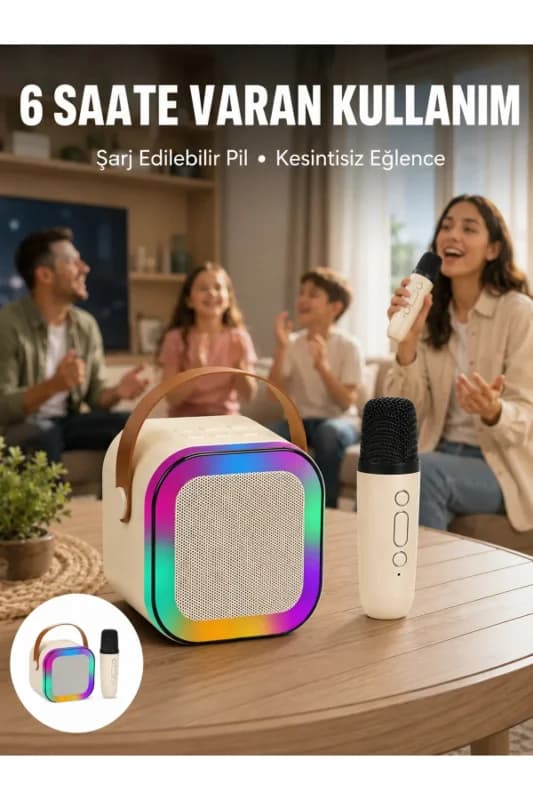 Taşınabilir Karaoke Mikrofon Seti Bluetooth Hoparlörlü Yeni Nesil