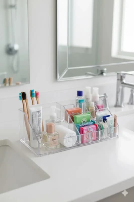 Şeffaf Akrilik Banyo Kozmetik Düzenleyici Organizer 13x22x8 cm