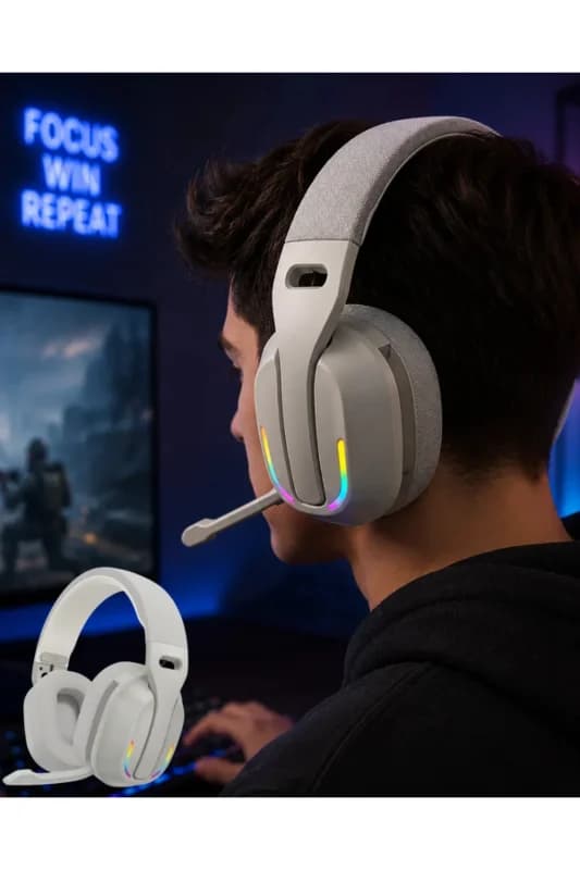 Kablosuz Bluetooth Kulaklık RGB Işıklı Mikrofonlu Stereo Kulaküstü Kulaklık
