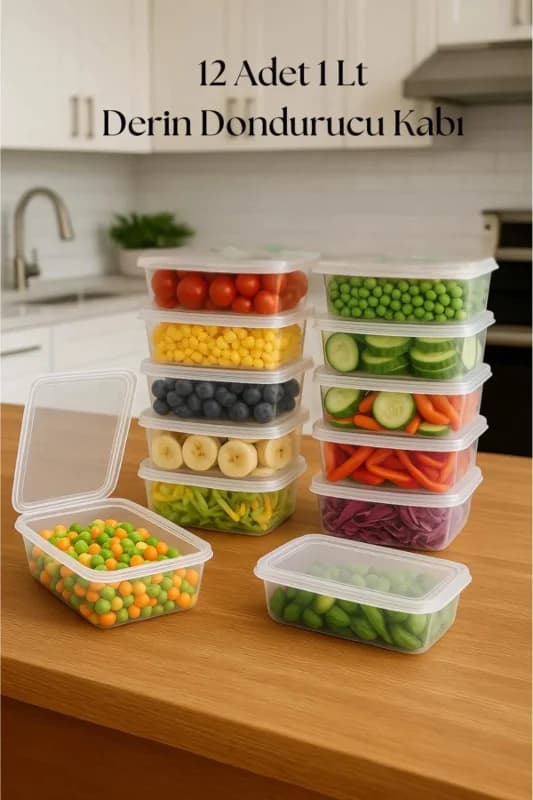 12’li Derin Dondurucu Saklama Kabı & Organizeri 1 lt 12,5x19,5x5,5 cm