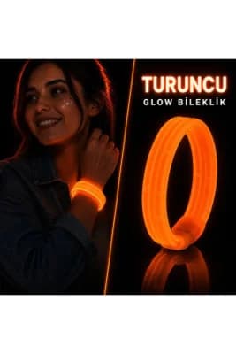 Turuncu Kalın Glow Bileklik – Kırılarak Yanan Parti ve Festival Bilekliği