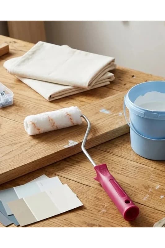 Mini Boya Fırça Seti 10 Cm Rulo Fırça 6 Adet Yedek Rulo Hediyeli Duvar Boyama Aparatı