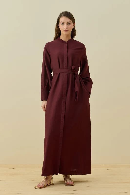 Merwish Vietnam Elbise 1777 Bordo