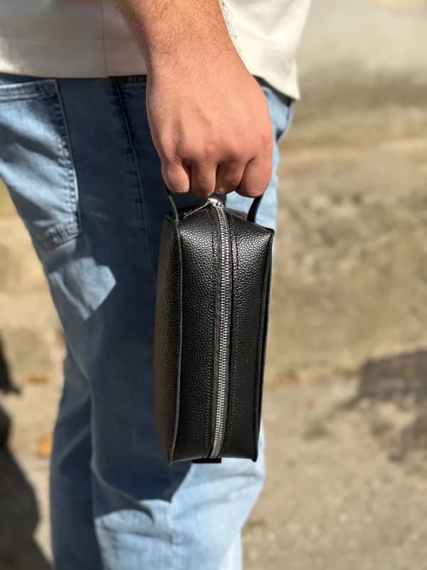 Gogo Erkek Hakiki Deri Günlük Portföy El Çantası Siyah