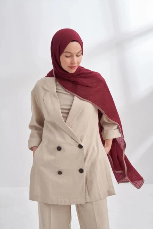 Müslin Biyeli Şal - Bordo