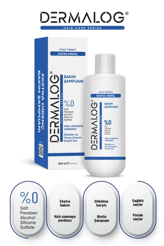 DERMALOG Ekstra Direnç Dökülme Karşıtı Hızlı Saç Uzatmaya Yardımcı Biotin Şampuan 500 ml