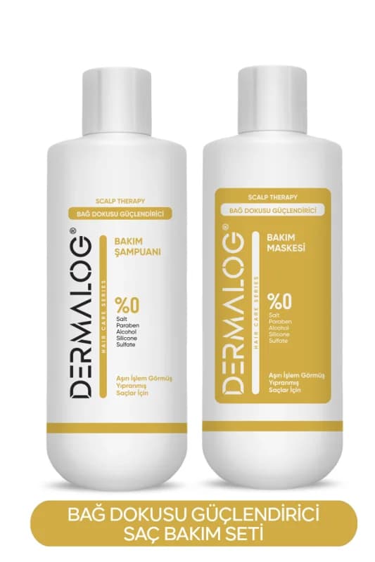 DERMALOG Aşırı Yıpranmış Saçlar Için Bağ Güçlendirici Şampuan & Maske Bakım Seti 2'li