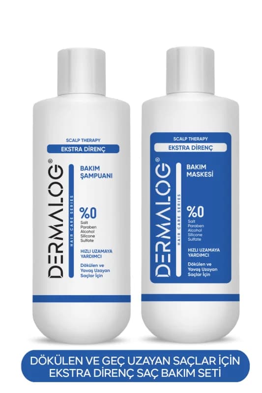 DERMALOG Dökülen Ve Yavaş Uzayan Saçlar Için Ekstra Direnç Saç Bakım Seti 500 Ml