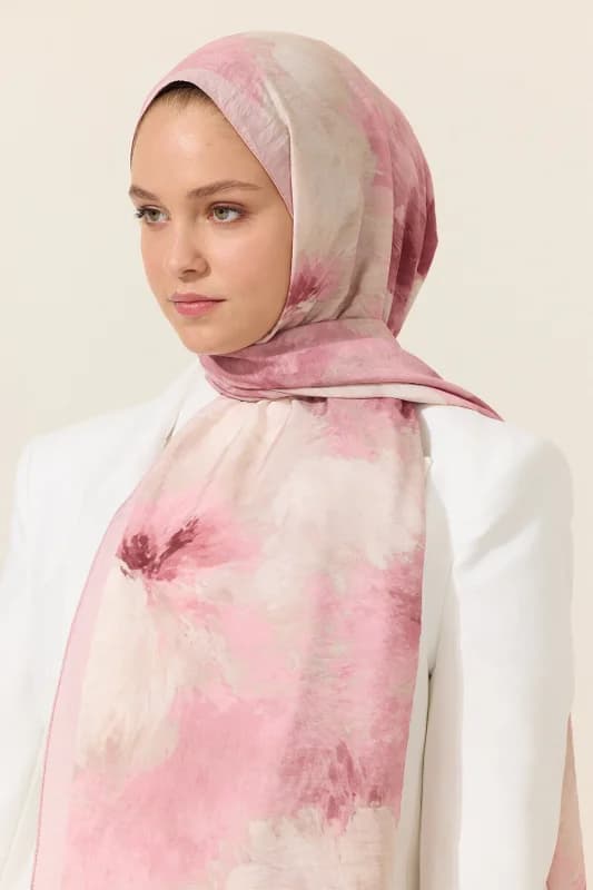 Flora Pamuk Viskon Şal - Pembe