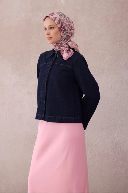 Fresh Çiçek Desen Pudra Bordo Gri Paulista Eşarp 13 - 07