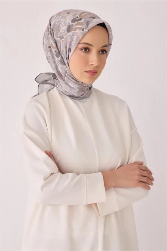 Fresh Çiçek Desen Vizon Tela Eşarp 1021 - 06