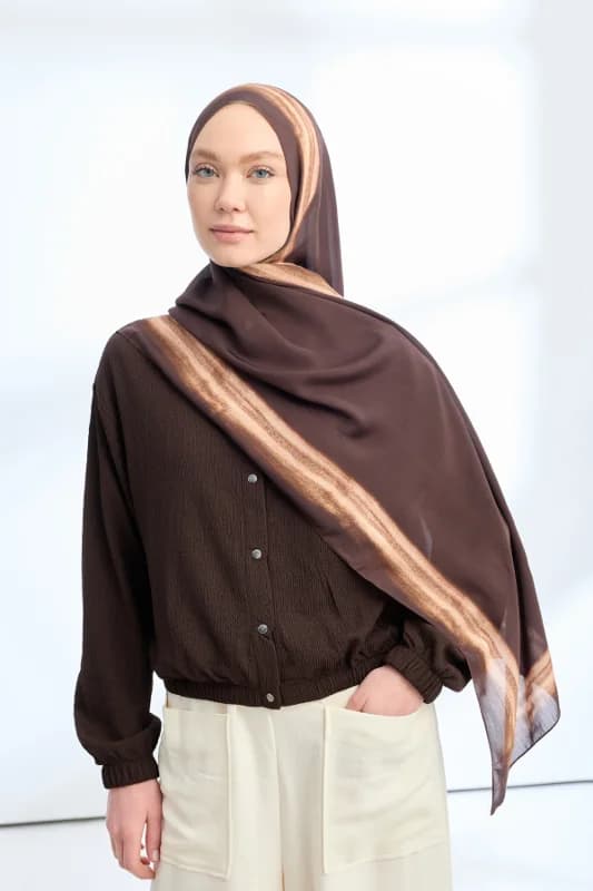 SOFT BLUSH FLOŞ VİSKON ŞAL - ACI KAHVE