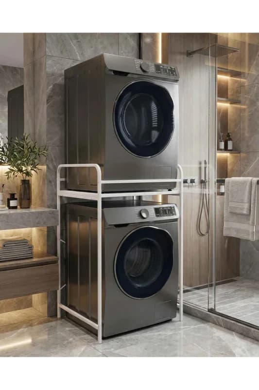 Çamaşır ve Kurutma Makinesi Dolabı Standı Beyaz