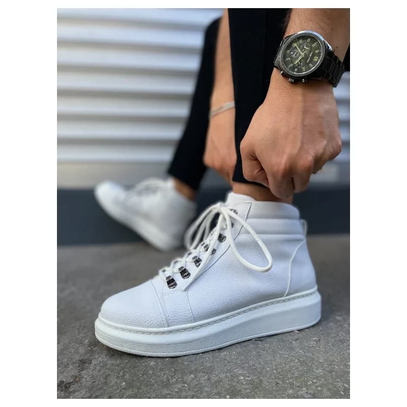 Pabucmarketi Beyaz Bağcıklı Erkek Sneaker Bot