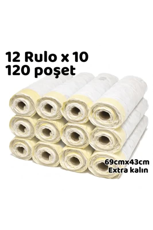 Büzgülü Çöp Torbası - 55cmx43cm - Kedi Kumu Poşeti 12x15 Toplam 180 Poşet