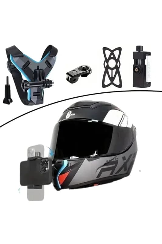 BUFFER® Motorsiklet Kask Önü Takılan Telefon Tutucu Aksiyon Kamerası Takılabilen Aparat