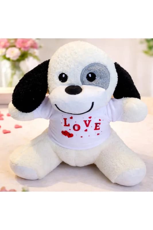 Love Tişörtlüü Sevimli Benekli Peluş Kööpek (yr)