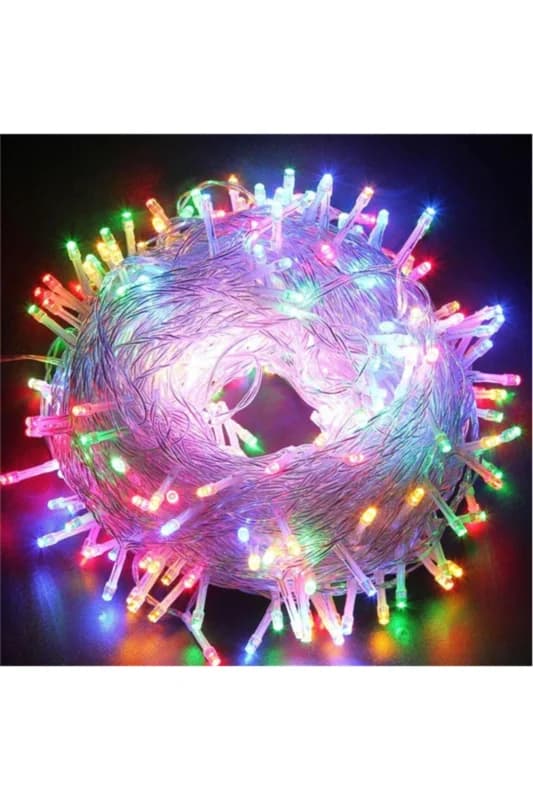 10m 100 Led Boncuk Lamba RGB Işık Şeffaf kablo