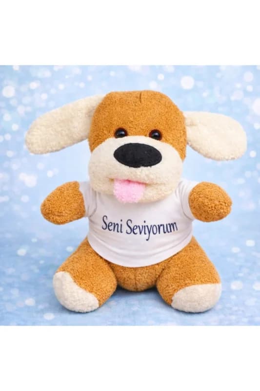 Seni Seviyorum Tişörtlü Sevimli Peluş Köpek