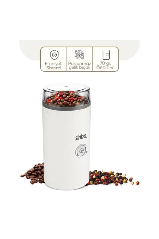 Sinbo Kahve Baharat Öğütücü - 70 Gr Çelik Hazne - 2 Bıçaklı