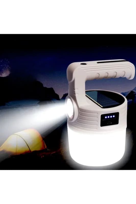 ® LED Güneş Enerjili Kamp Lambası–2000 Lümen Süper Parlak, 5 Aydınlatma Mo