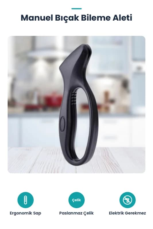 Ergonomik Paslanmaz Çelik Manuel Bıçak Bileme Aleti