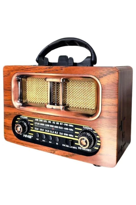 ® Büyük Boy Retro, Nostaljik, Ahşap Tasarım Bluetooth Hoparlörlü, Şarjlı,