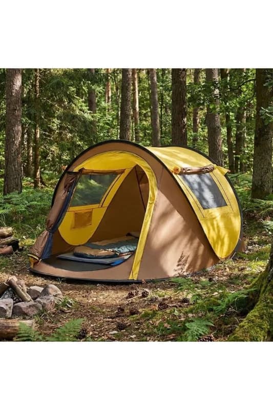 ® 2 Kişilik Vagon Tipi Yarı Otomatik Kamp Çadırı – Çift Kapılı, Çift Pe