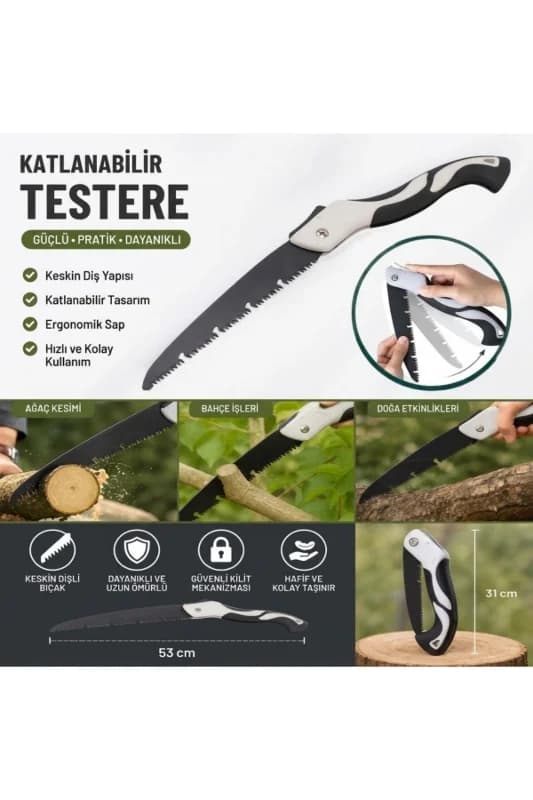 ® 53 cm Katlanır Pelikan Testere, Büyük Boy, El Testeresi, Katlanabilir Budama