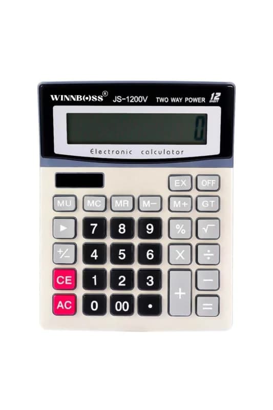 ® 12 Haneli Geniş LCD Ekran, Pilli Büyük Düğmeli Hesap Makinesi