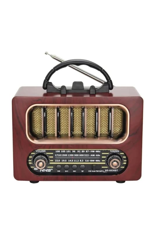 Orta Boy Retro Ahşap Tasarım Bluetooth Hoparlörlü Radyo – FM/AM Destekli, Şarjlı ve Taşınabiliri Rad