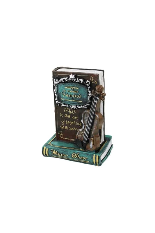 Kitap Ve Keman Tasarımlı Biblo Kumbara - Vintage Model - Dekoratif Obje