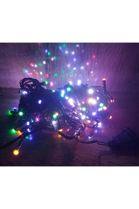 10 Metre 100 Led Damla Uçlu RGB Peri Led Işık Siyah Kablo Dekoratif Aydınlatma